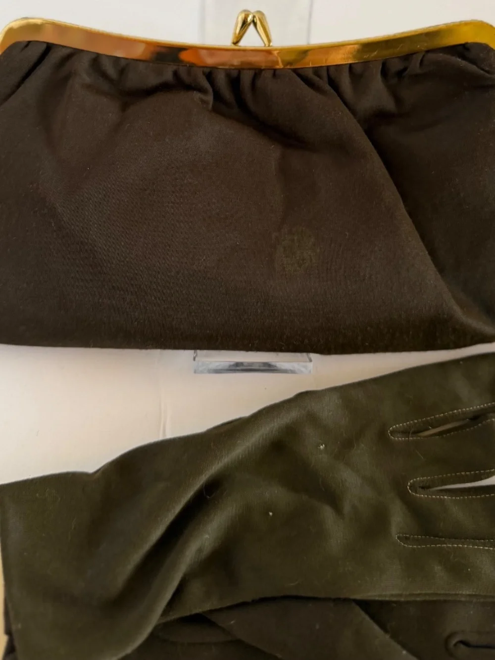 Vintage Fabric Clutch with Matching Gloves